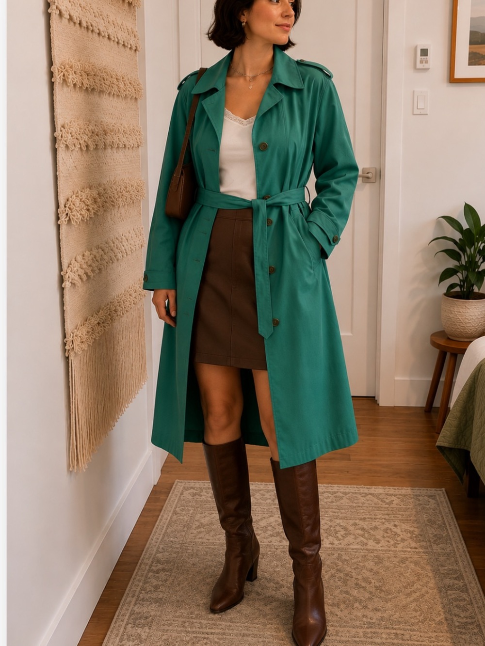 Vintage 1980s London Fog Teal Green Trench Coat Size Medium
